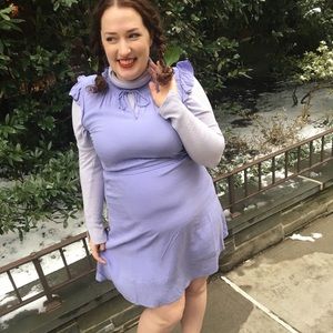 Lavender Purple Dress with Ruffle Cap Sleeves